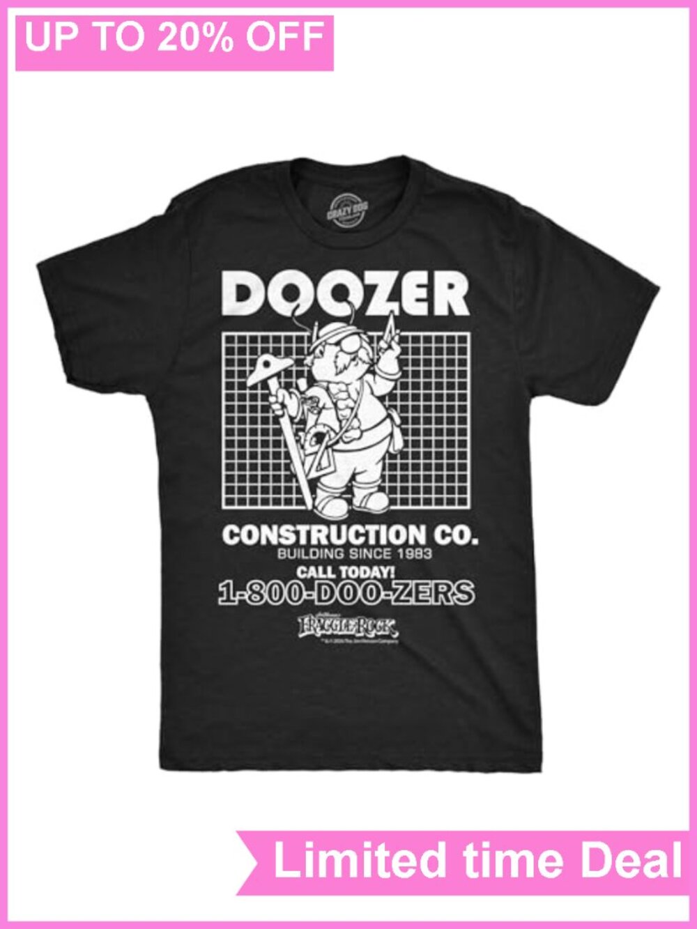 Mens Fraggle Rock T-Shirt 80s Licensed Vintage Graphic Tee
